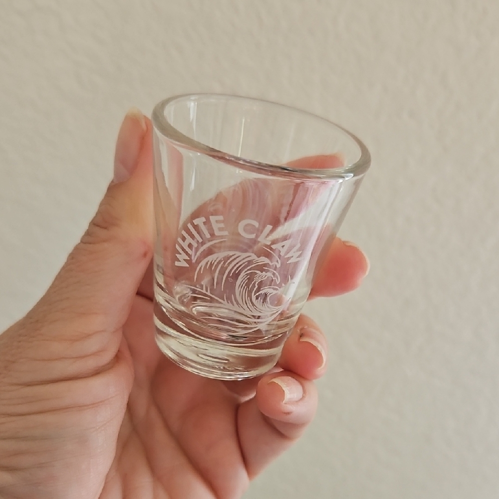 Four White Claw Etched Glass Shot Glass - Clear